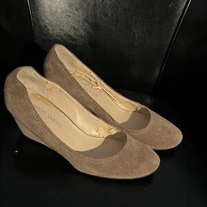 Franco Sarto Brown Suede Wedge Heels